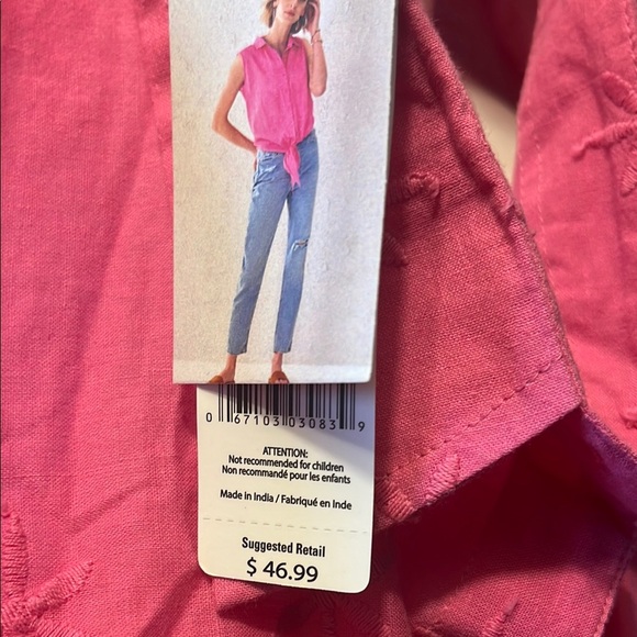 Charlie Paige Pink Button Down Shirt with Notched Collar - Picture 4 of 6